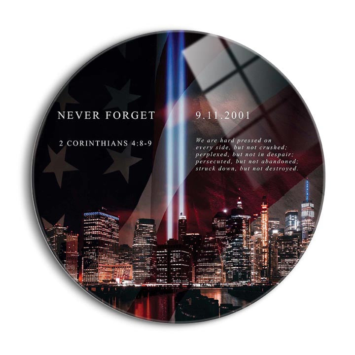 9/11 Memorial 4 (1-1)  | 24x24 Circle | Glass Plaque