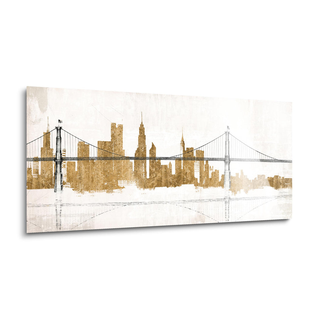 Bridge and Skyline Gold  | 18x36 | Glass Plaque