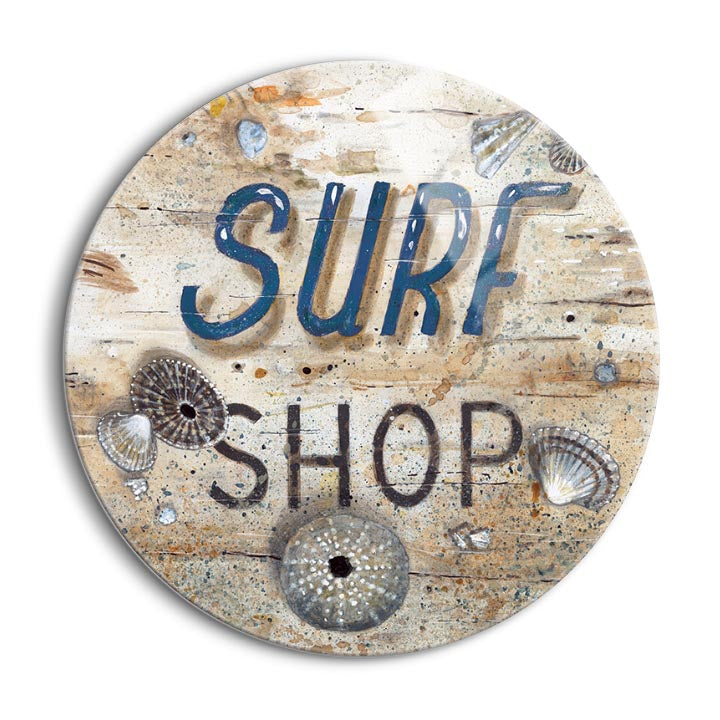 Surf Shop  | 24x24 Circle | Glass Plaque
