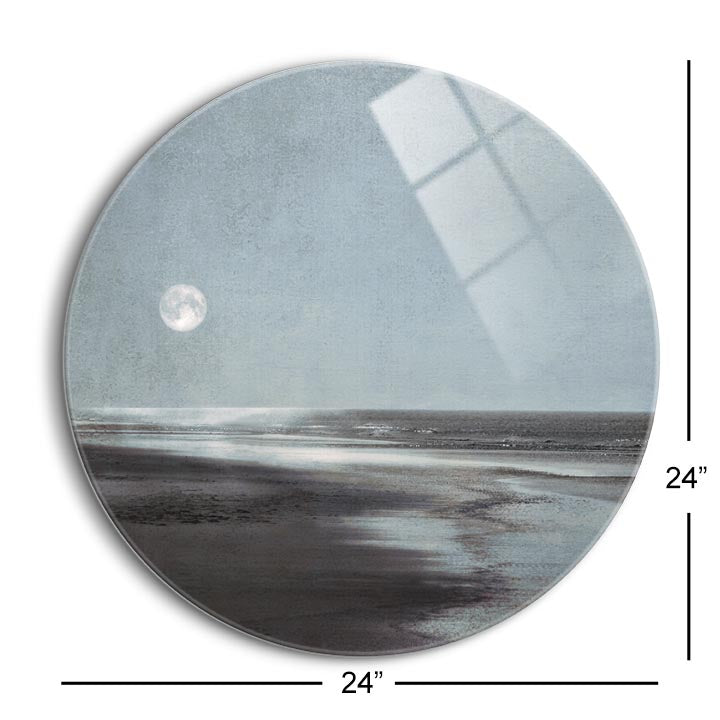 Moonlit Beach  | 24x24 Circle | Glass Plaque