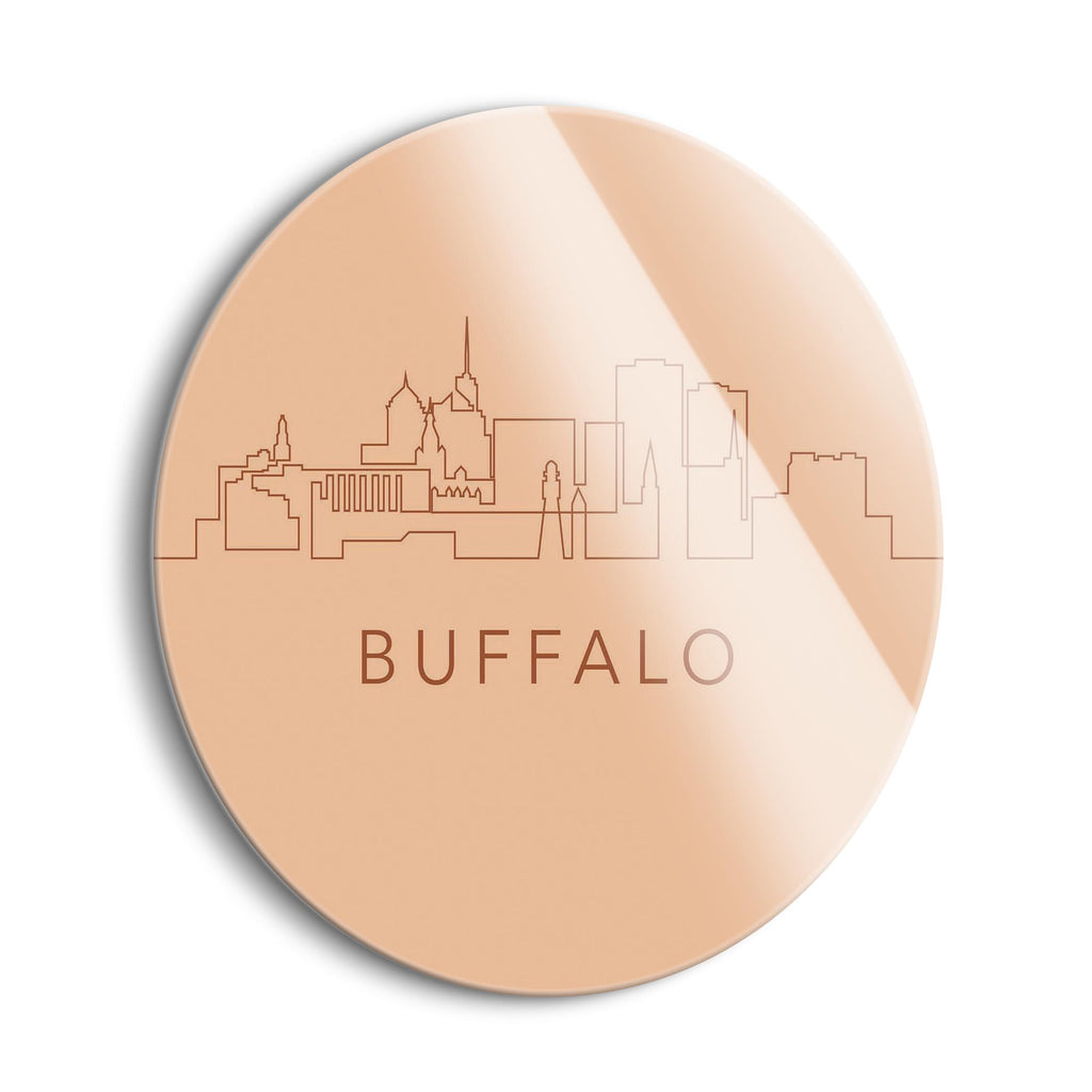 Modern Minimalistic New York Buffalo Skyline  | 24x24 Circle | Glass Plaque