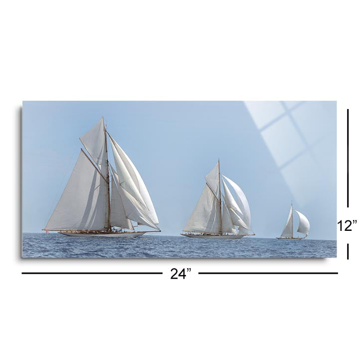 Three Sails  | 12x24 | Glass Plaque