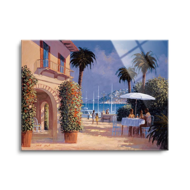 Through the Palms (Untitled Patio)  | 12x16 | Glass Plaque