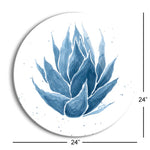 Midnight Succulent III  | 24x24 Circle | Glass Plaque