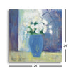 Ranunculi in Blue Vase White Flowers | 24x24 | Glass Plaque