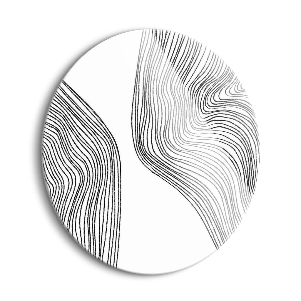 Abstract Fluid Lines 1  | 24x24 Circle | Glass Plaque