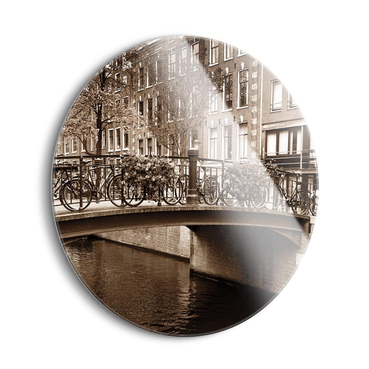 Autumn in Amsterdam III  | 24x24 Circle | Glass Plaque