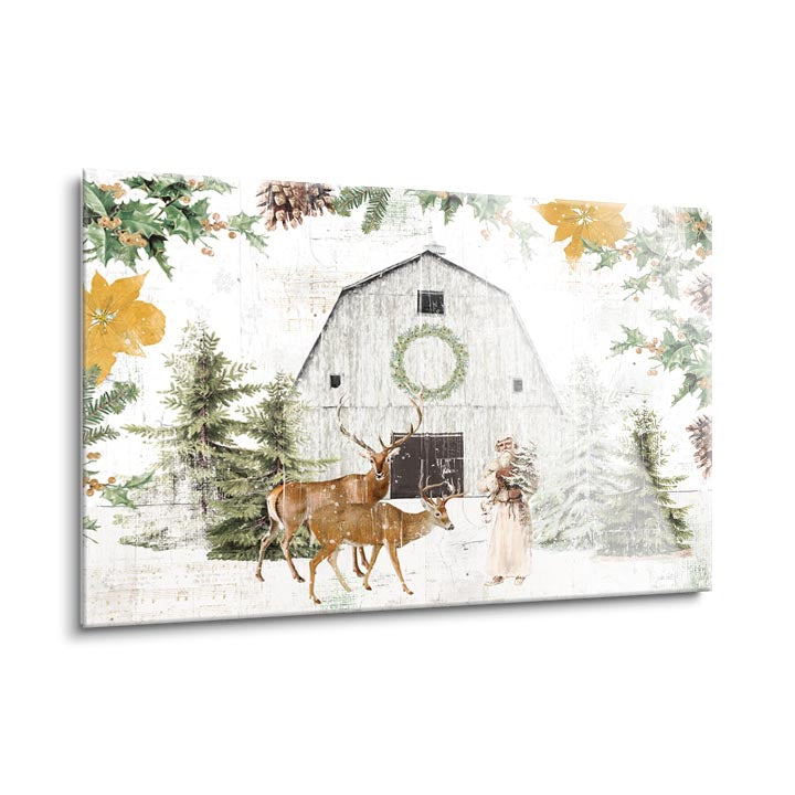 Wooded Holiday I Gold  | 24x36 | Glass Plaque