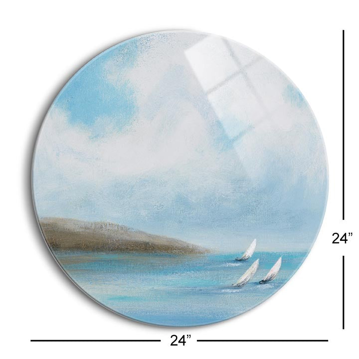 Sailing Day II  | 24x24 Circle | Glass Plaque