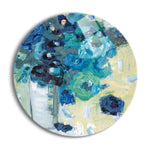 Harmony in Blue  | 24x24 Circle | Glass Plaque