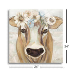 Beau with Flowers Neutral | 24x24 | Glass Plaque