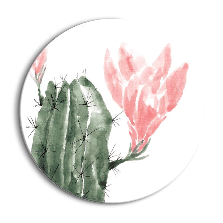 Prickly Bloom III  | 24x24 Circle | Glass Plaque