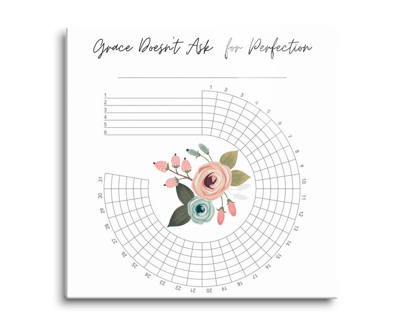 Habit Tracker | Flower Grace Doesn't Ask for Perfection | 8x8 | Glass Plaque