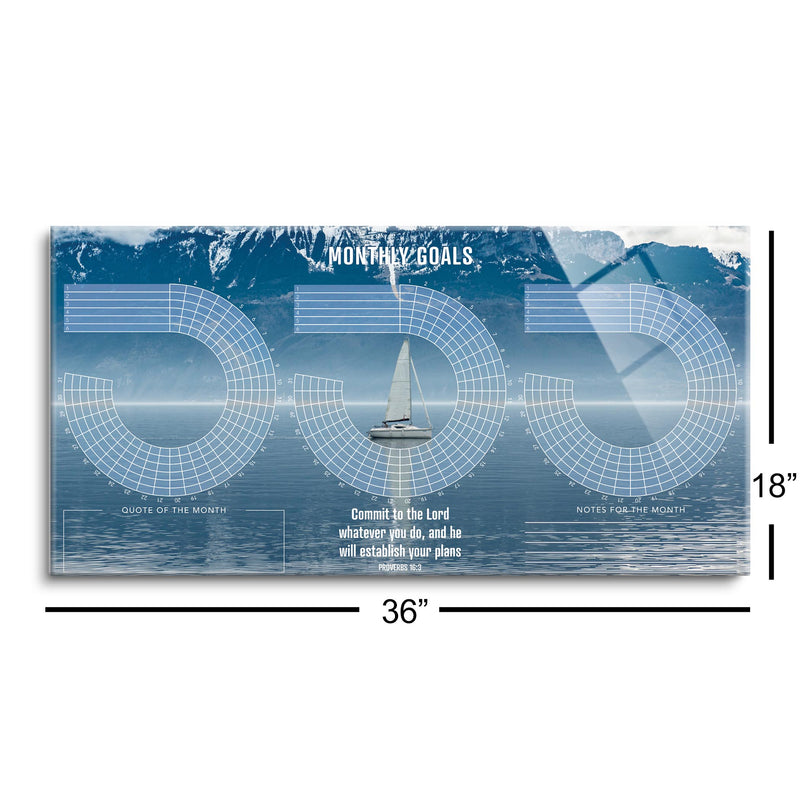 Habit Tracker | Sailboat | 18x36 | Glass Plaque