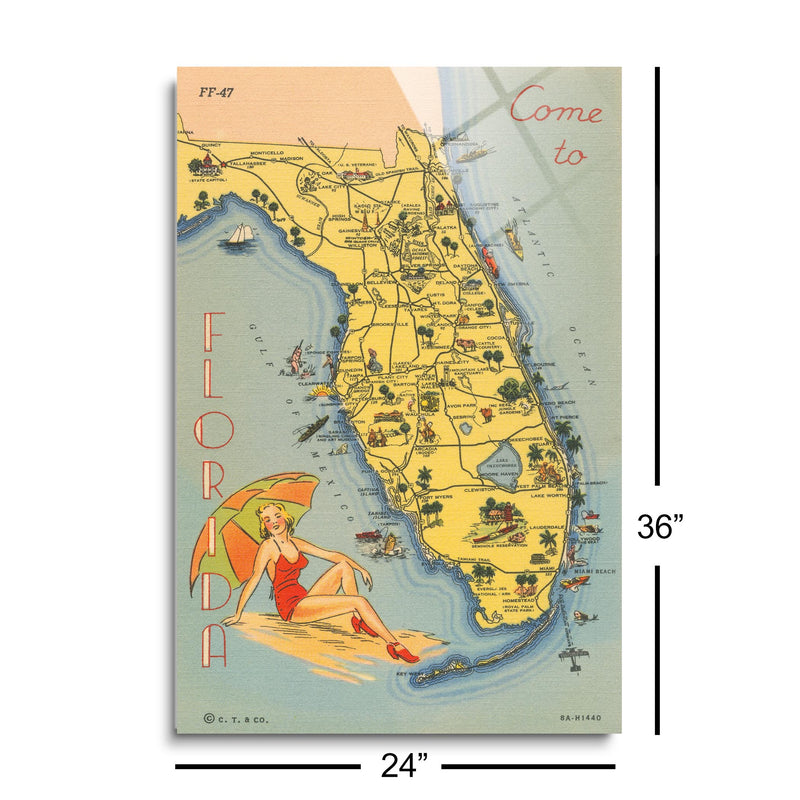 Florida Postcard VI | 24x36 | Glass Plaque