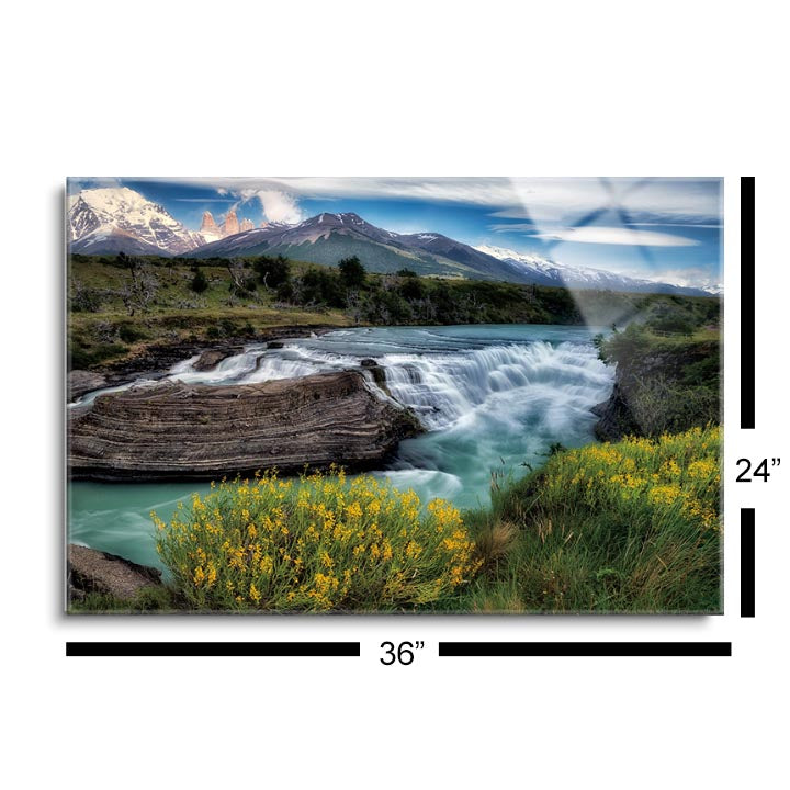 Rio Paine Waterfalls  | 24x36 | Glass Plaque
