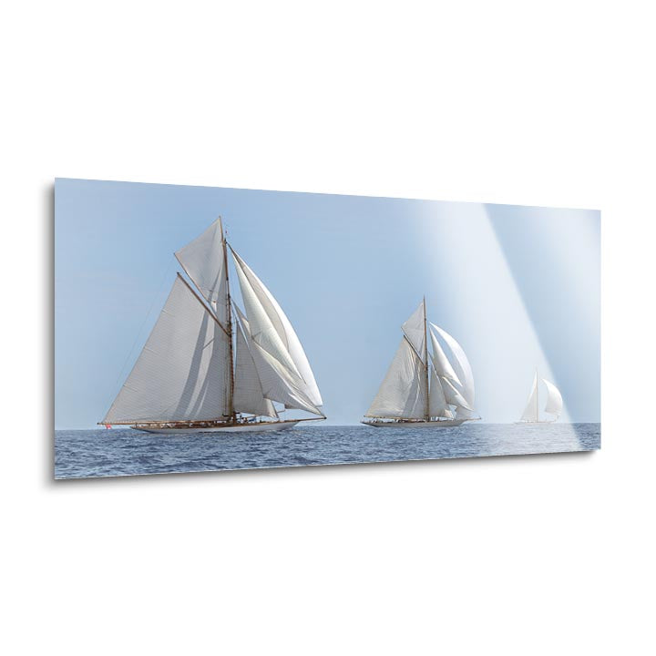 Three Sails  | 12x24 | Glass Plaque