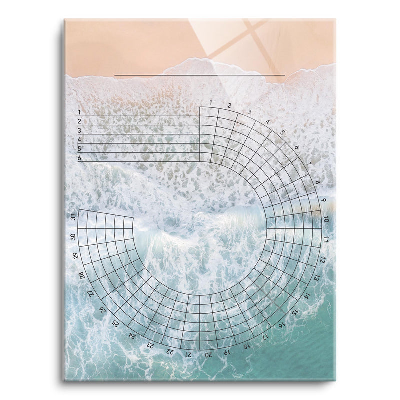 Habit Tracker | Simple Beach | 12x16 | Glass Plaque