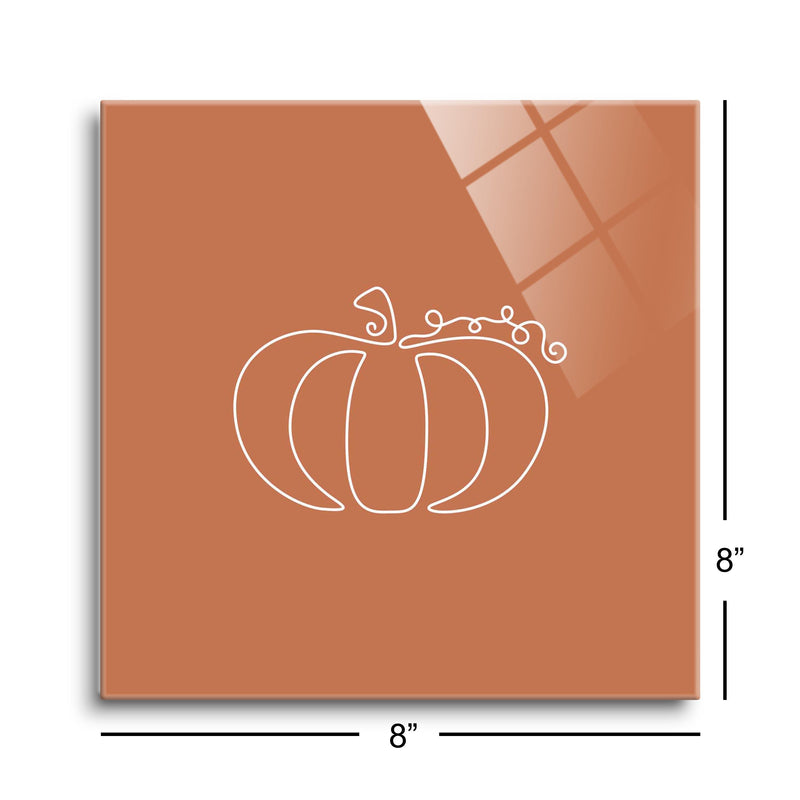 Fall Single Line Pumpkin 2 (1-1) | 8x8 | Glass Plaque