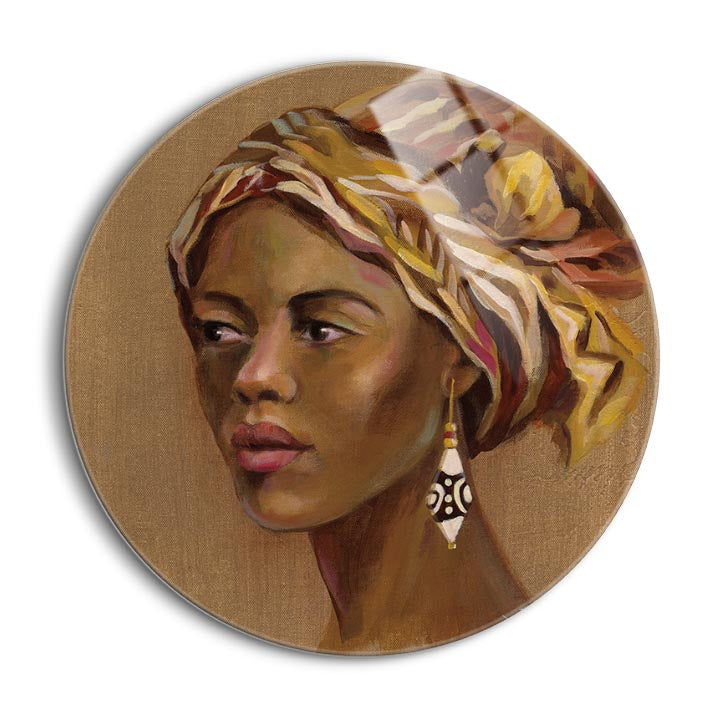 African Beauty II  | 24x24 Circle | Glass Plaque