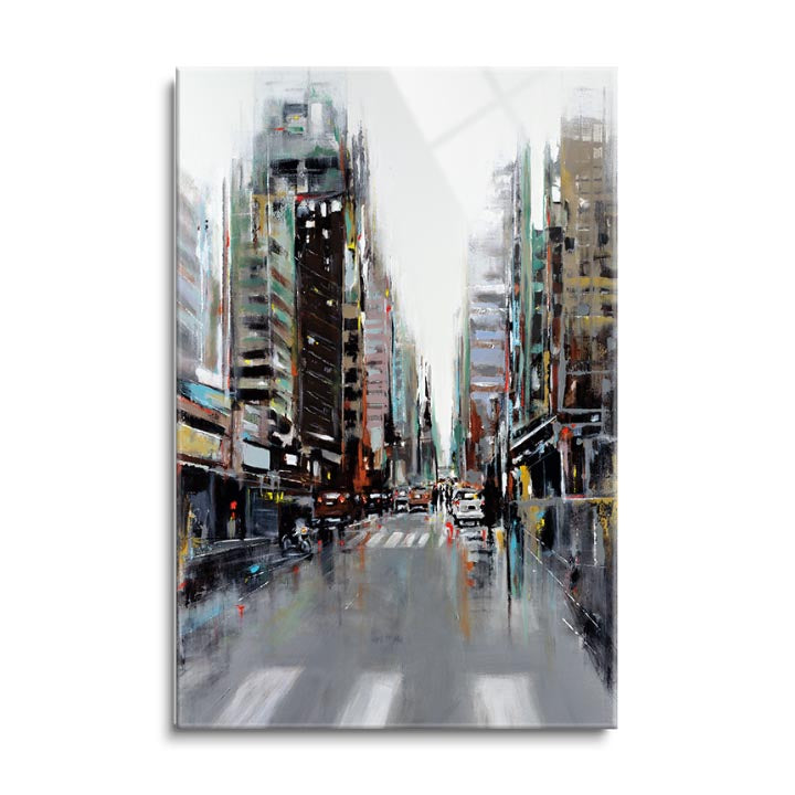 Bustling City  | 24x36 | Glass Plaque