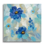 Blue Flowers Whisper II | 12x12 | Glass Plaque