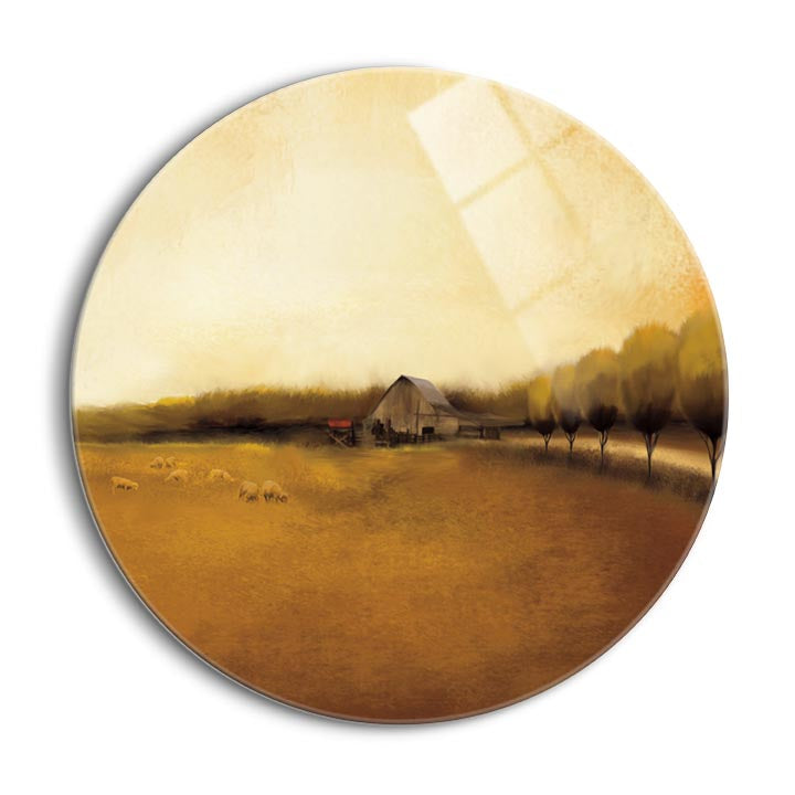 Rural Landscape I  | 24x24 Circle | Glass Plaque