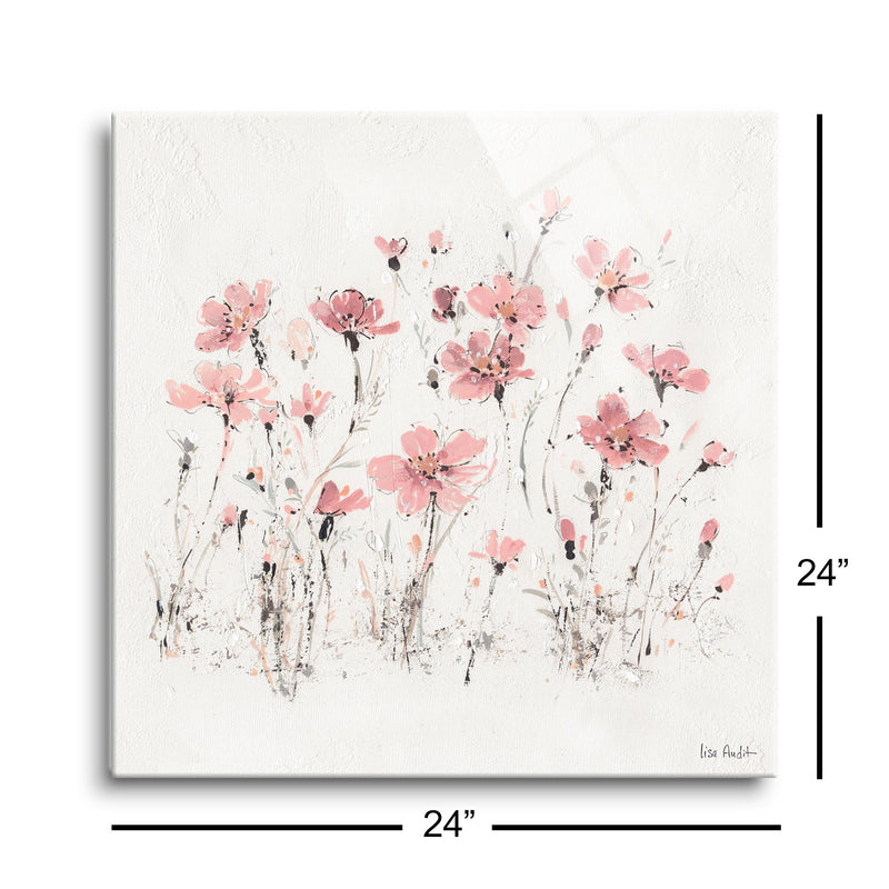 Wildflowers III Pink | 24x24 | Glass Plaque