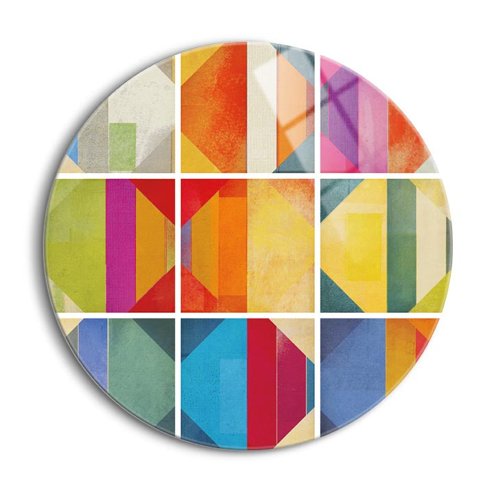 Pattern Tiles II  | 24x24 Circle | Glass Plaque