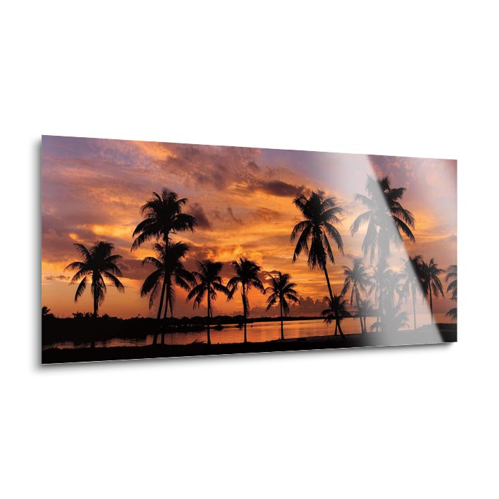 Tropical Sunsets I  | 12x24 | Glass Plaque